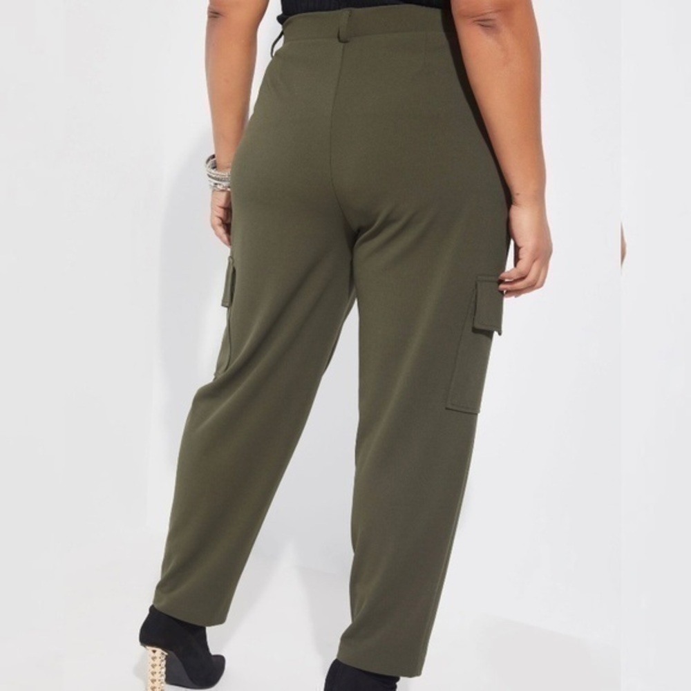 Ashley Stewart Stretch Cargo Ankle Pants Deep Stretch Green Size‎ 16 - Picture 5 of 6